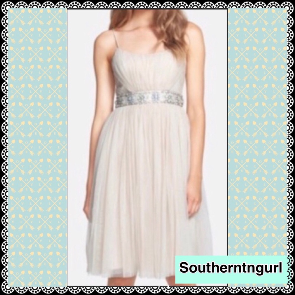 NWT NEEDLE & THREAD Embellished  Fit & Flare Tulle MIDI Dress